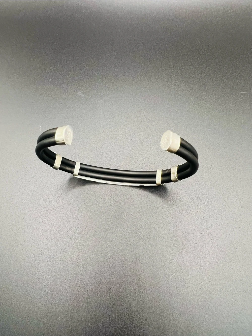 Men's Stealing Silver and rubber Religious Prayer Bracelet - Spanish Lord's Pray